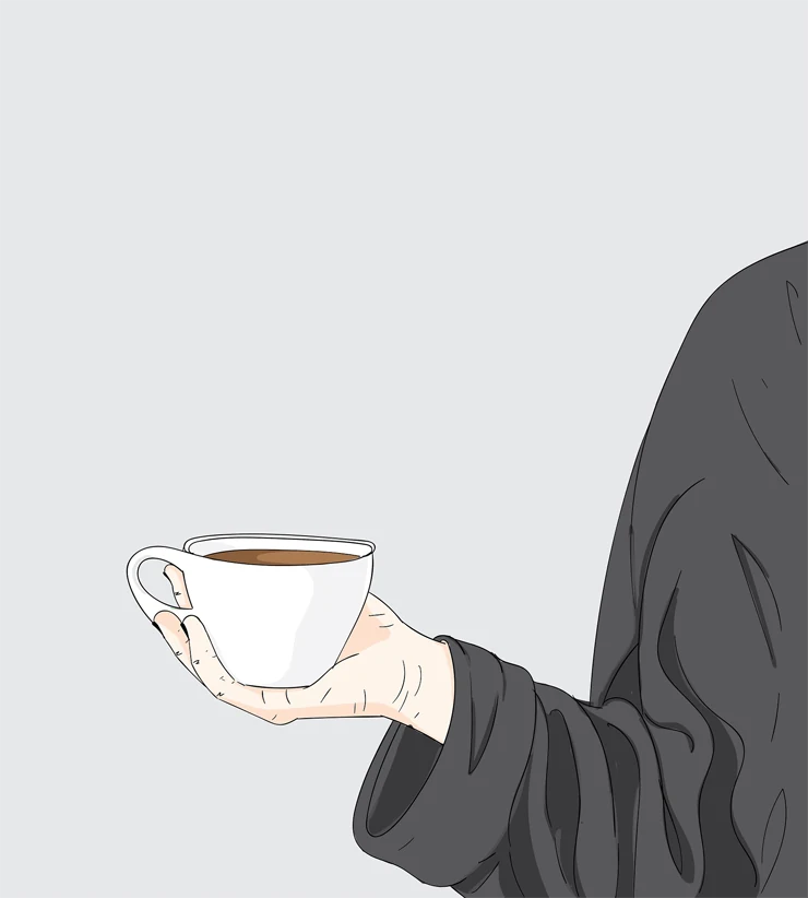コーヒーカップを持つ手